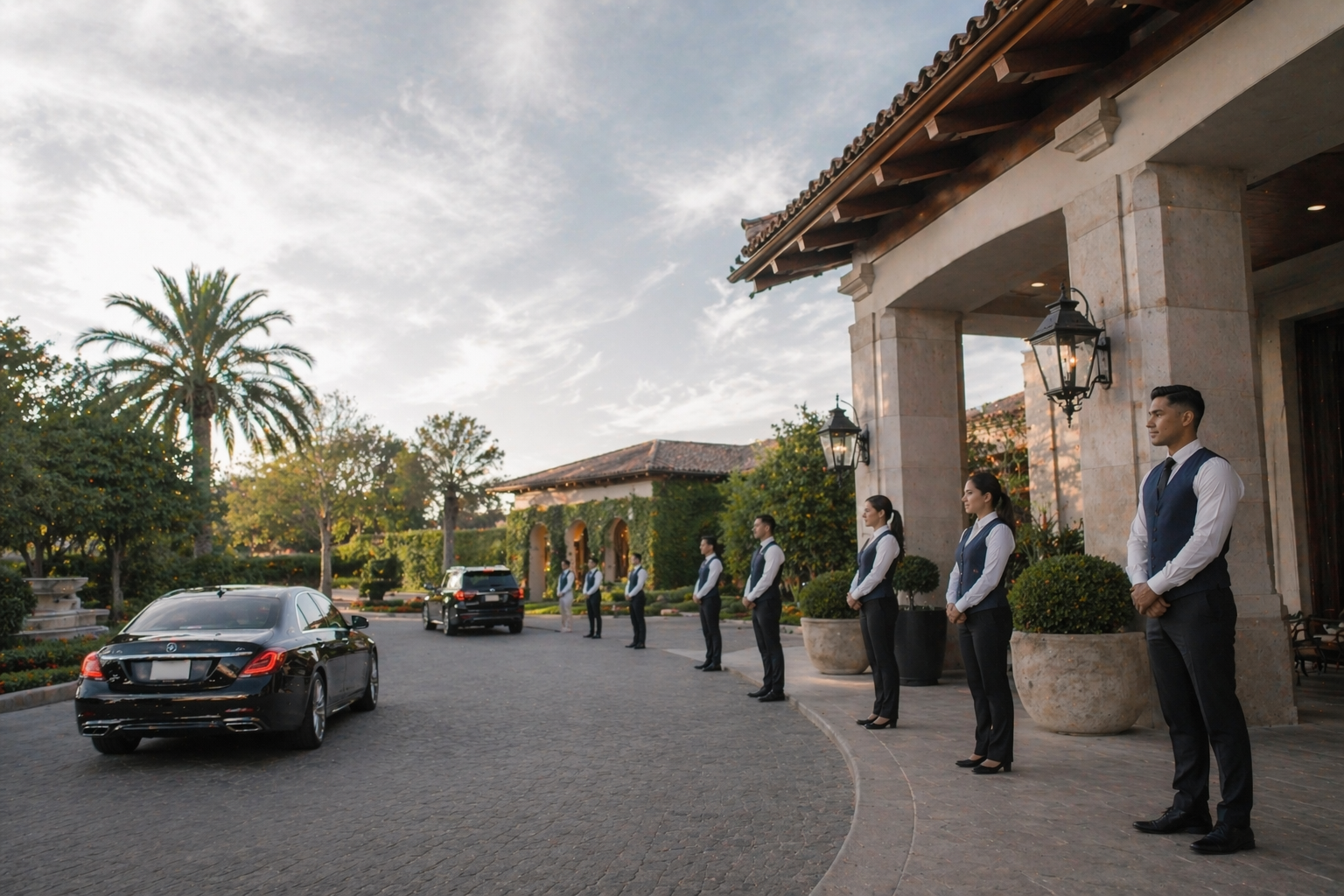 Valet team lined up at a San Antonio venue